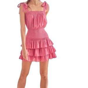 Pink Ruffled Mini Dress